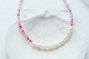 Beach Bum Beaded Pearl Necklace