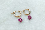 Load image into Gallery viewer, Gemstone Daisy Hoops 14k Gold Filled
