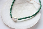 Load image into Gallery viewer, Alpine Malachite &amp; Baroque Pearl Necklace
