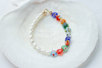 Load image into Gallery viewer, Amore Millefiori Heart and Pearl Bracelet
