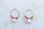 Load image into Gallery viewer, Colourful Beaded Pearl Hoops
