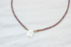 Pink Tourmaline Sacred Heart Necklace