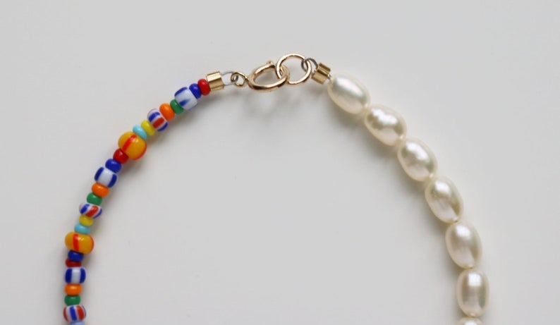 Half Pearl and Half Seed Bead Colourful Bracelet